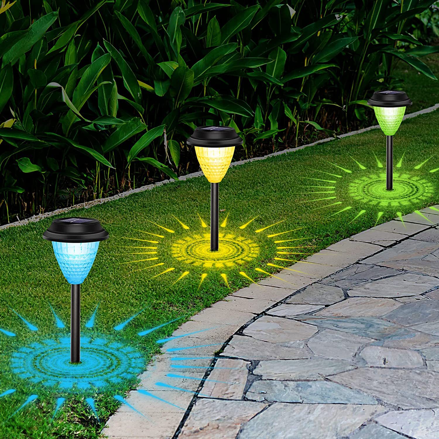 Solar-powered light and shadow lawn lights, outdoor waterproof courtyard garden, villa balcony decoration, atmosphere arrangement, and ground insertion lights Specification drawing