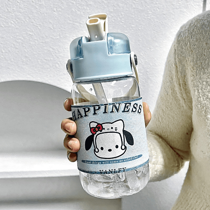 High appearance level, portable to work, trendy and unique cartoon plastic cup, cute straws for girls, double drinking cups Application Scenario