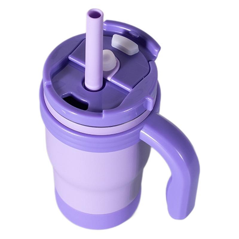 Exclusive new products: Private mold 14OZ double-layer stainless steel children's handle cup, straw cup, Ruduce children's insulated cup Item Picture
