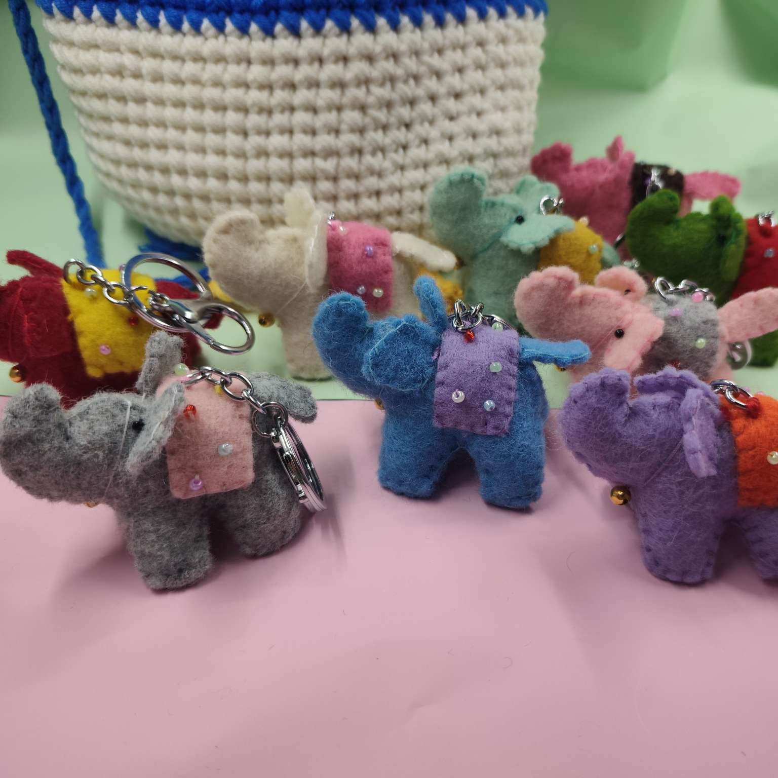 羊毛毡小象包包挂件饰品手机挂件