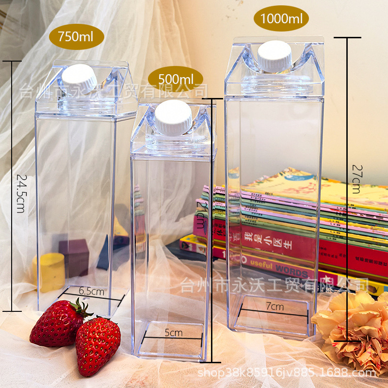 Milk carton, square cup, transparent large-capacity, summer water cup, high appearance level for men and women, plastic student portable and easy-to-use cup Application Scenario