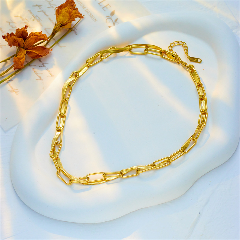 European and American fashion punk hip-hop personality design, color-blocking double-layer chain metal titanium steel heavy industry necklace Application Scenario