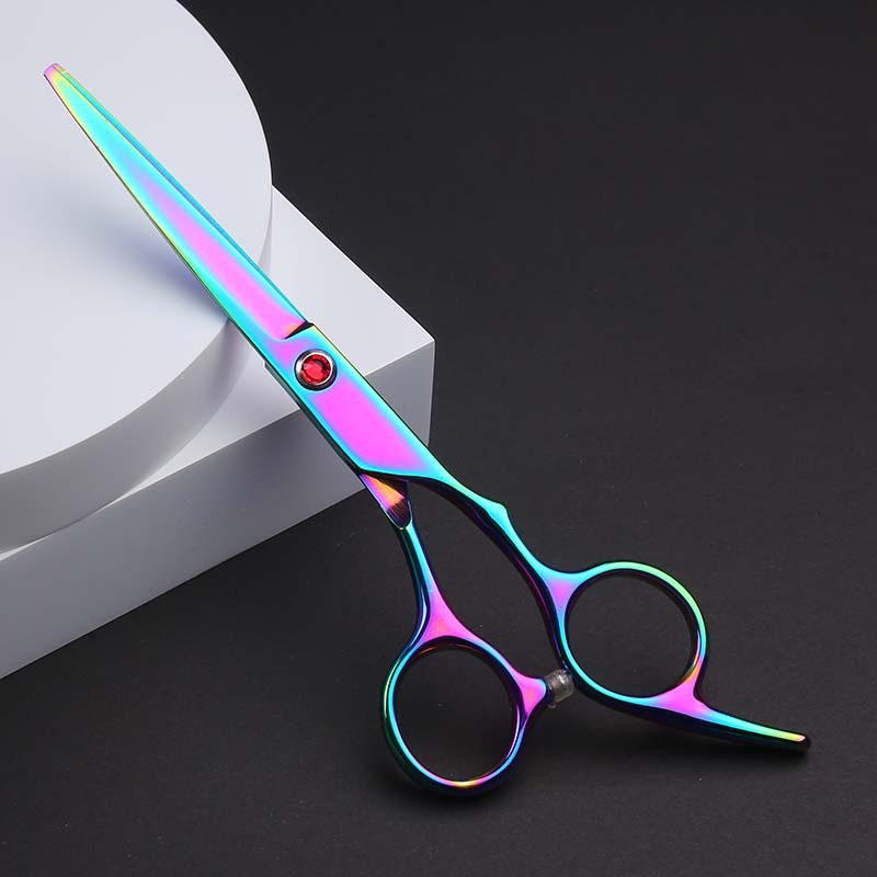 Factory wholesale hairdressing scissors, flat bangs scissors, thin and broken hair scissors, and colorful scissors. Four colors are available for selection undefined