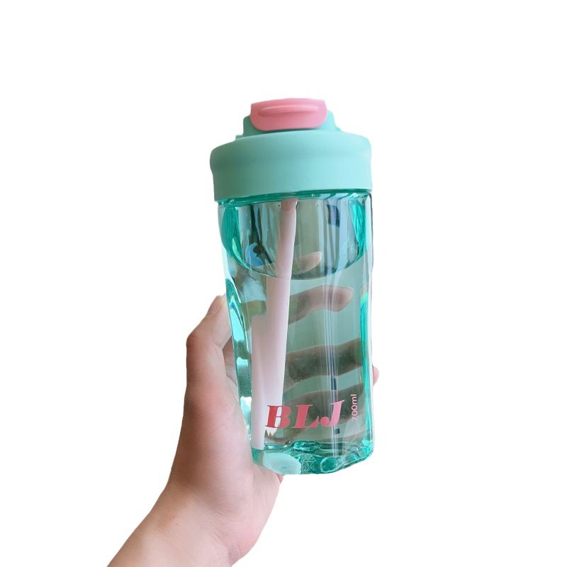 Coffee cup with straw, water cup, double-drinking cup, male and female students on Instagram, high appearance level, high-temperature resistant, creative, portable and easy to use cup Item Picture