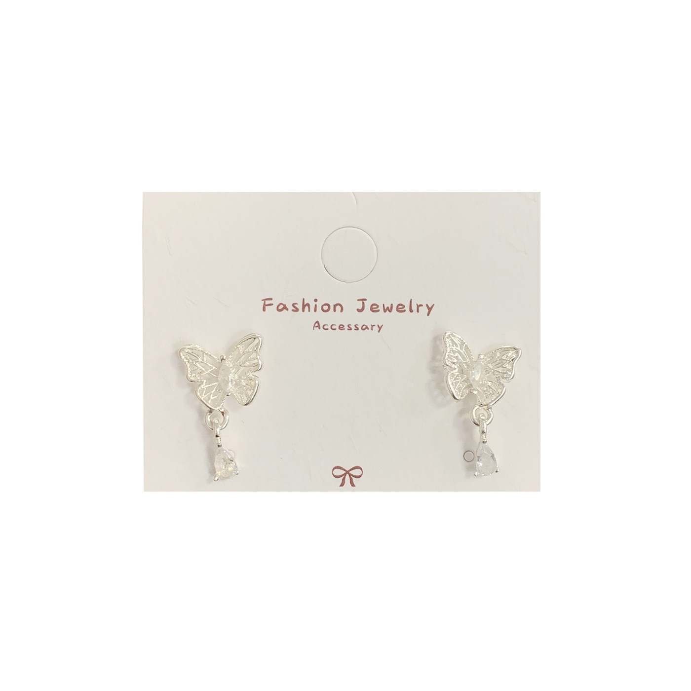 Summer super ethereal and sweet zircon hollowed-out butterfly pendant earrings, women's silver needle, light luxury and high-end style, versatile earrings Item Picture