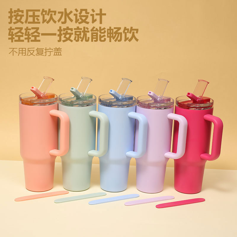 Cross-border bestseller, large-capacity insulated cup, crowbar, easy to clean, American-style large-mouth car cup, light luxury and high-end water cup Specification drawing