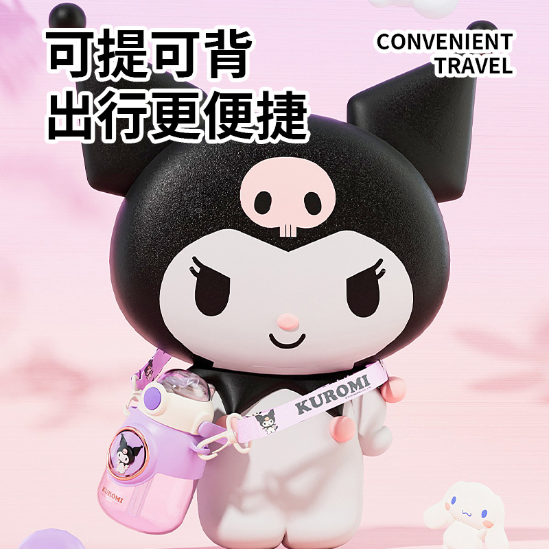 The first and Sanrio official co-branded space capsule water cup, water bottle, large-capacity plastic, high appearance level, convenient straw cup Item Picture