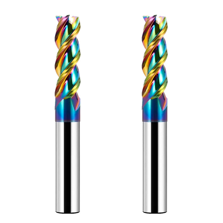 The manufacturer is promoting a seven-color U-shaped groove 3-edge tungsten steel milling cutter, an extended carbide milling cutter, and a special high-gloss coating for aluminum milling Item Picture