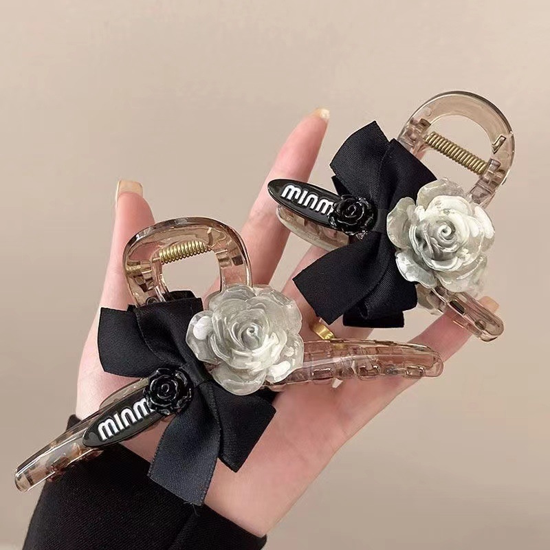 Elegant camellia shark clip, large and high-end hair clip, female, back of the head, thick hair, multiple hair curls, hair clip details Picture