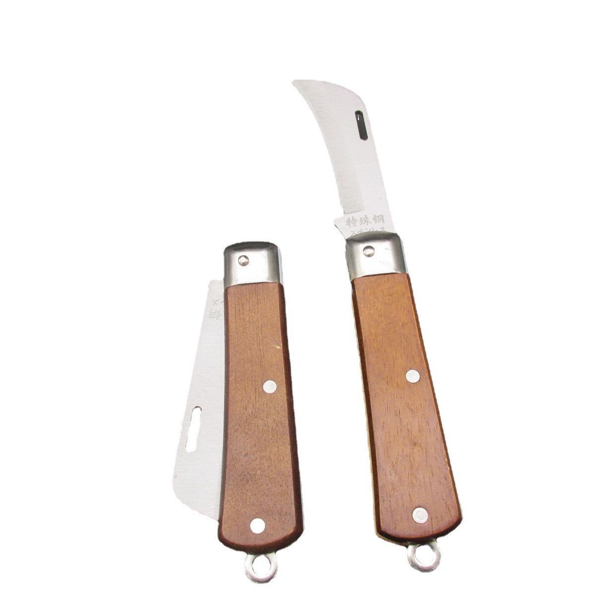 Wholesale wooden handle curved edge electrician knife, wooden handle peeling knife, Hu Feng multi-purpose folding electrician knife Item Picture