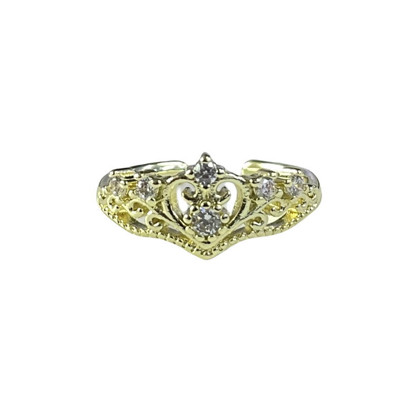 The retro French crown, with a cold and elegant style, has an open ring. It is a high-end design for women, fashionable, individual and versatile ring trend Item Picture