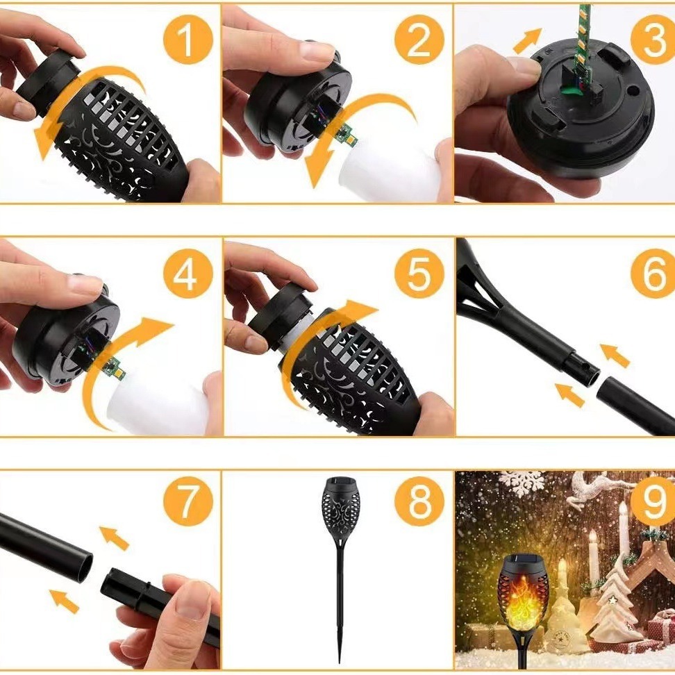 Cross-border solar lights, outdoor garden lights, small flame lights, lawn lights, night lights, ambient lights, ground insert lights Application Scenario
