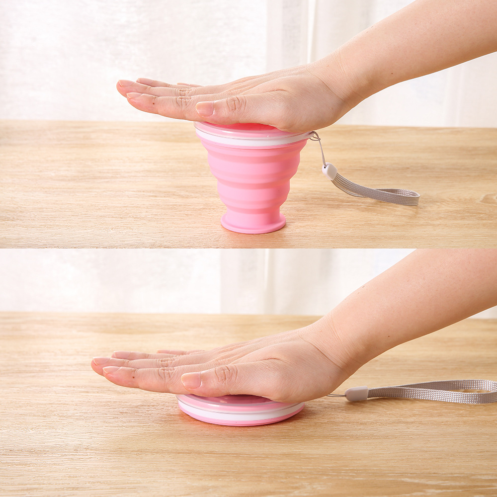 Outdoor portable travel pocket cup, silicone stretchable and foldable sports water cup, small-capacity toiletry-use cup Specification drawing