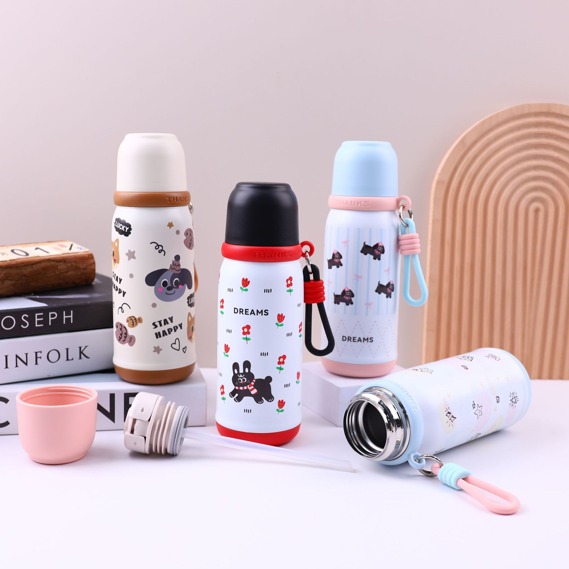 New 316 stainless steel insulated cup, high appearance level, sports double-drinking cup, student cartoon straw cup, Dream House full figure