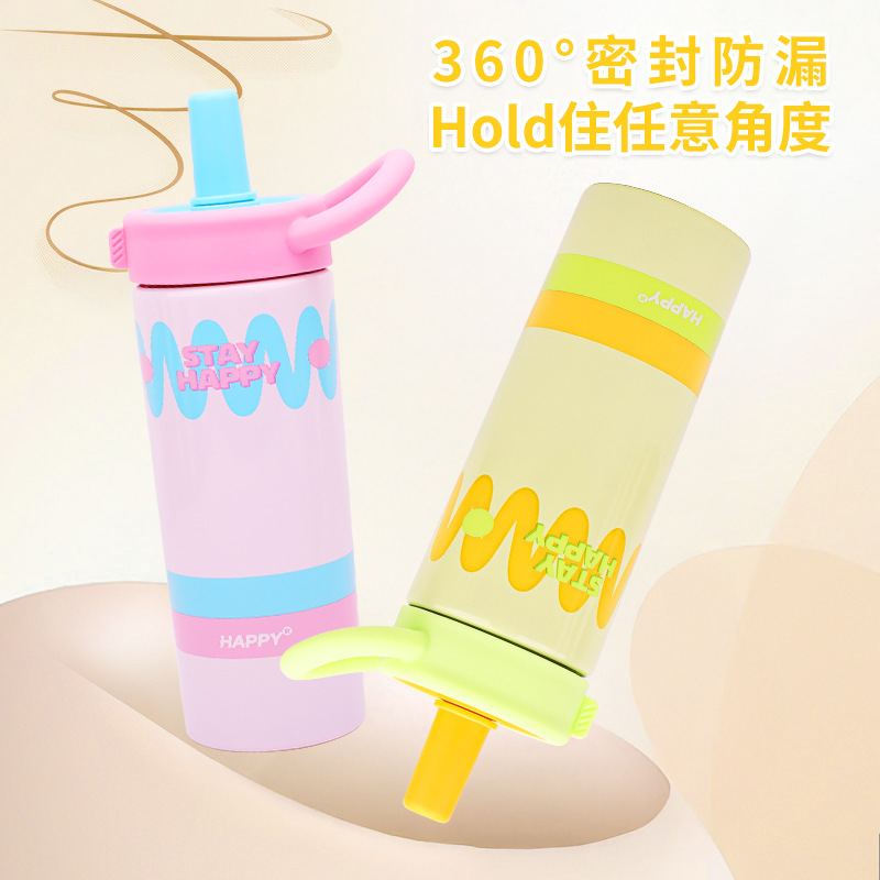 The new summer insulated cup has a high appearance level. It features a creative straw cup with a lid for dual drinking and a coffee cup with a handle made of 316 stainless steel Application Scenario