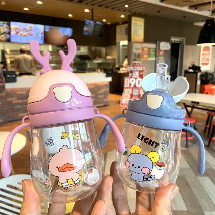 2021 New Style Children's Cute straw Plastic Cup Creative Antler Kindergarten baby Drinking Cup one-piece consignment Application Scenario