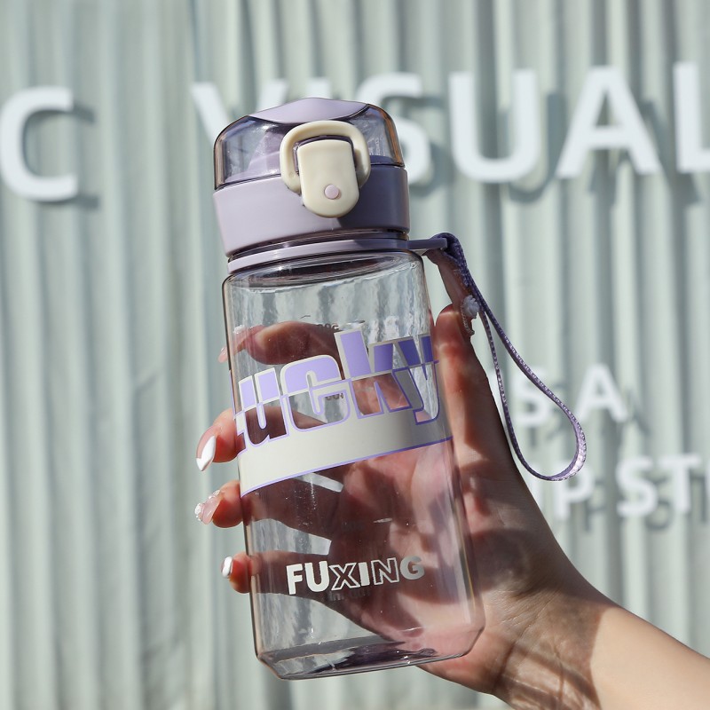 Cute student cup, simple and portable, disposable cup, direct drinking space cup, anti-drop and leak-proof plastic cup, water bottle details Picture