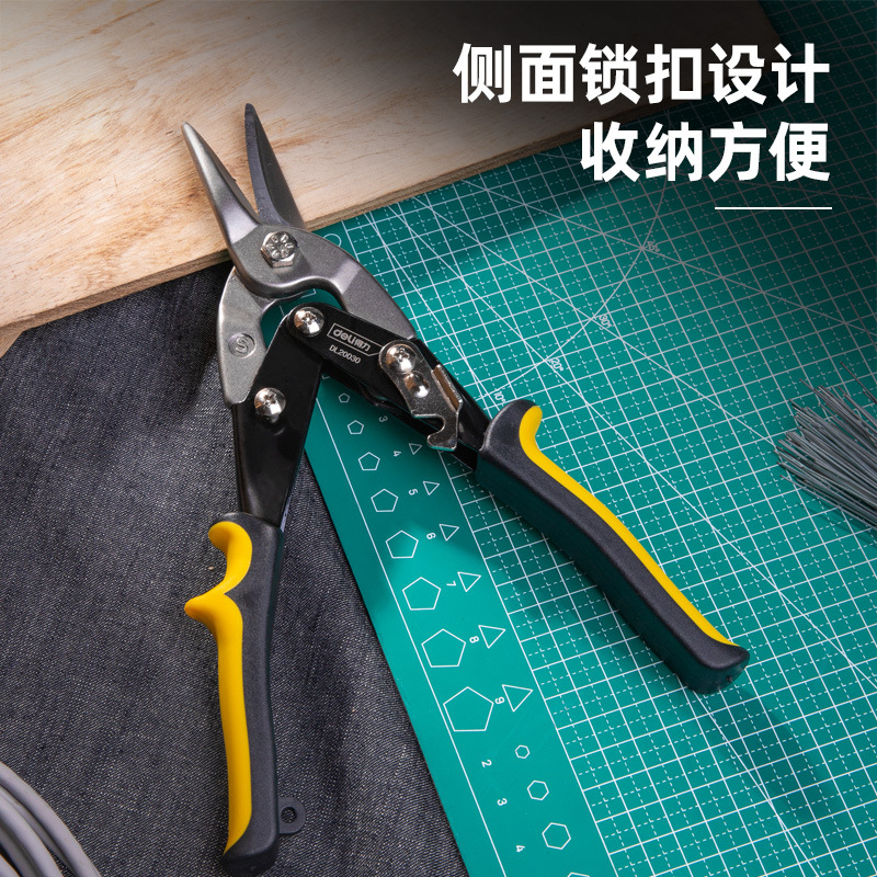 Deli Tool DL20030 Straight Head Aviation Shear, multi-functional stainless steel strong keel metal sheet, 10-inch iron sheet Application Scenario