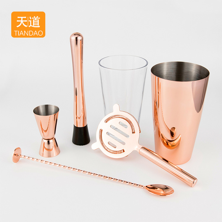 Cross-border best-selling stainless steel Boston cocktail shaker set, high-end gift box, family cocktail shaker glasses Specification drawing
