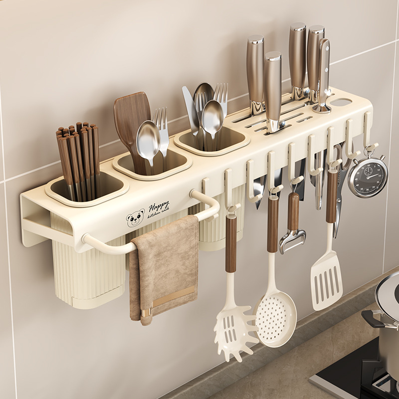 Cross-border bestseller and best-selling Bear knife rack, multi-functional wall-mounted chopstick holder without drilling, knife rack products collection, hanging rack full figure
