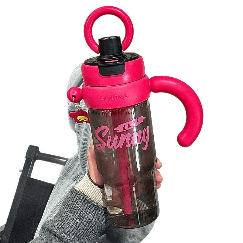 New Model 2025 Ladies' high appearance level portable straw Cup Students' large capacity simple travel double-drinking ring water cup Item Picture