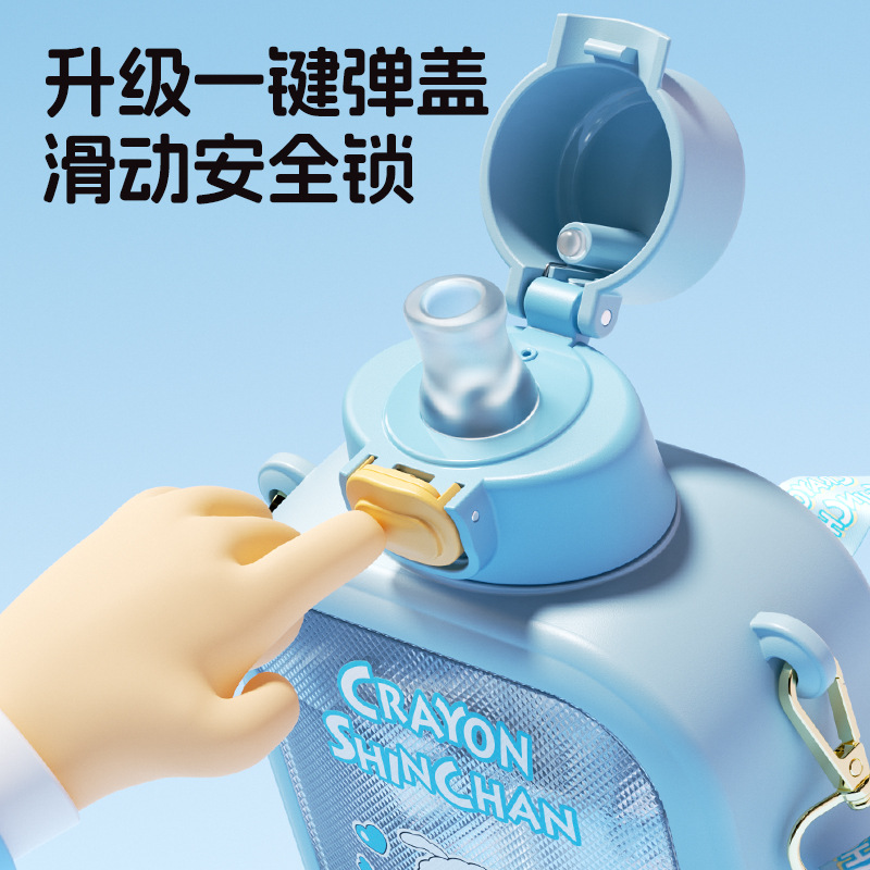 Crayon Shin-chan collaboration straw cup, high appearance level, convenient carrying, male and female student water cup, large capacity plastic cup pot Application Scenario