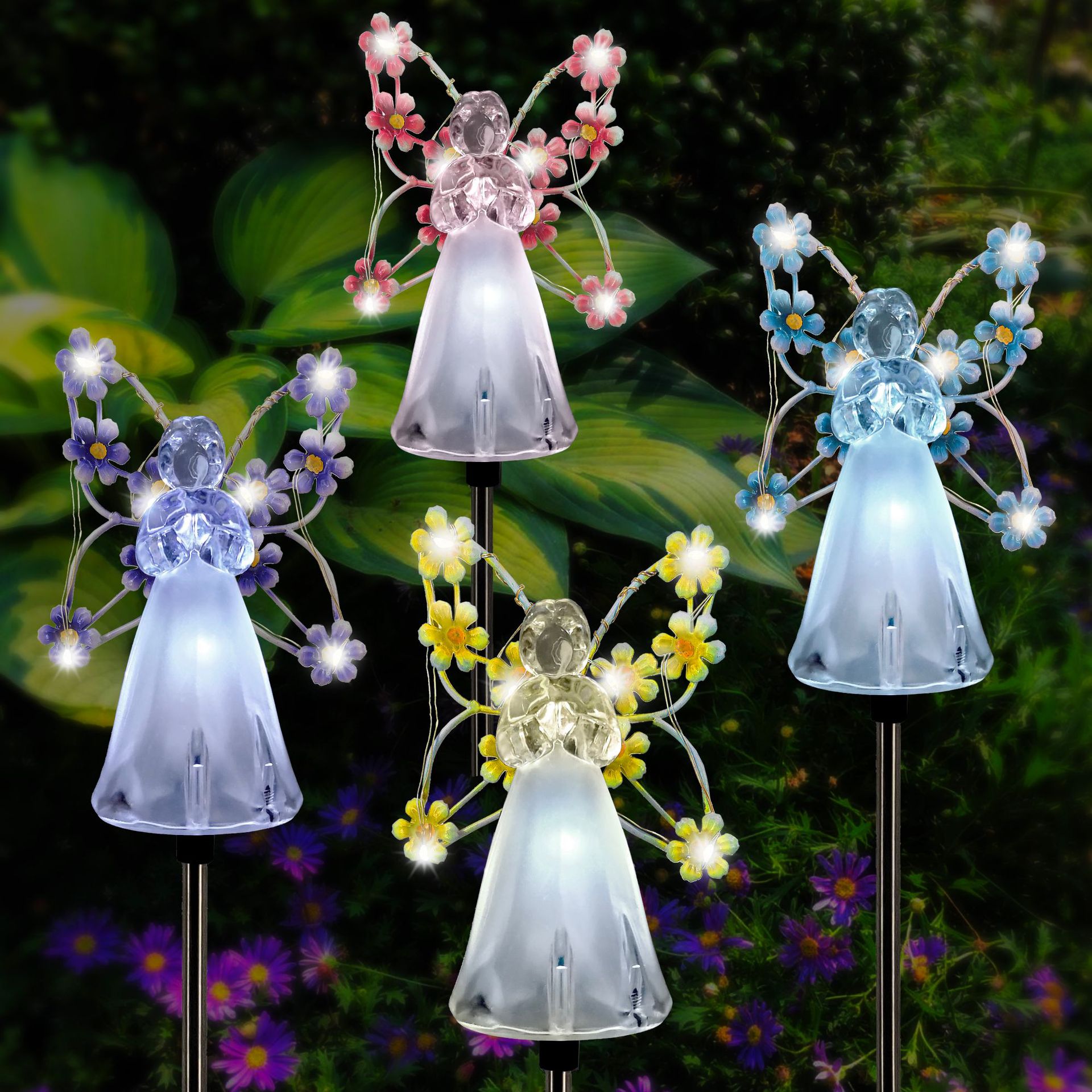 Solar-powered Angel Garden light, outdoor waterproof lawn pole light, LED villa courtyard decorative landscape light Specification drawing