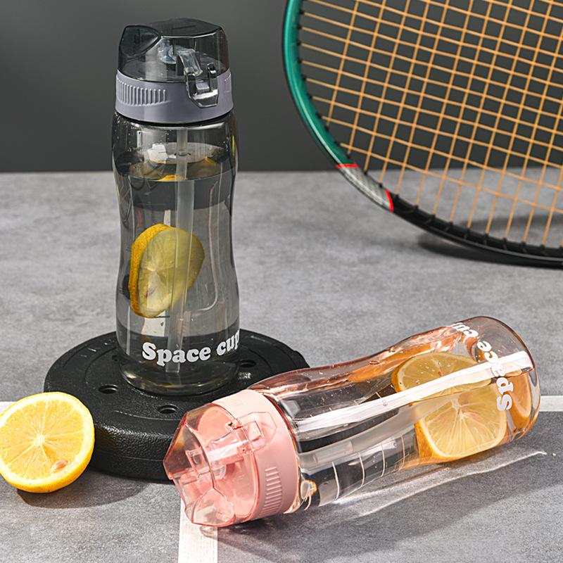 Straw cup, water cup, women's summer large-capacity portable cup, men's student sports portable anti-drop plastic high-temperature resistant cup details Picture