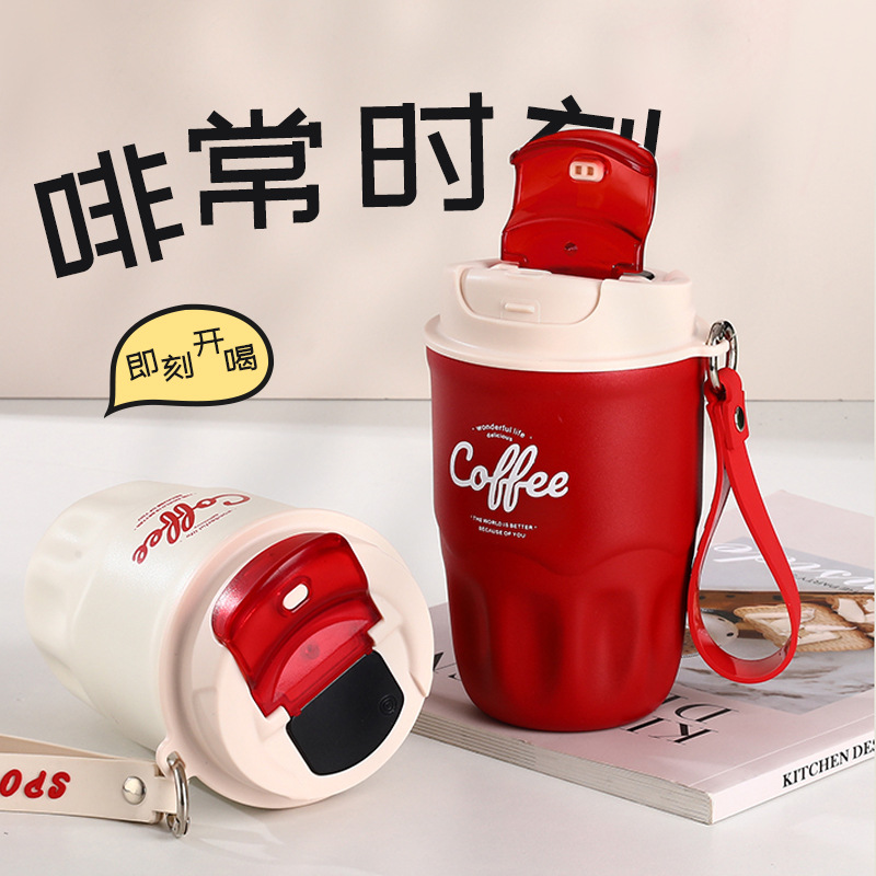 Best-selling InS-style smart 316 stainless steel coffee cup, high appearance level, handle insulated cup, gift for men and women, travel cup full figure