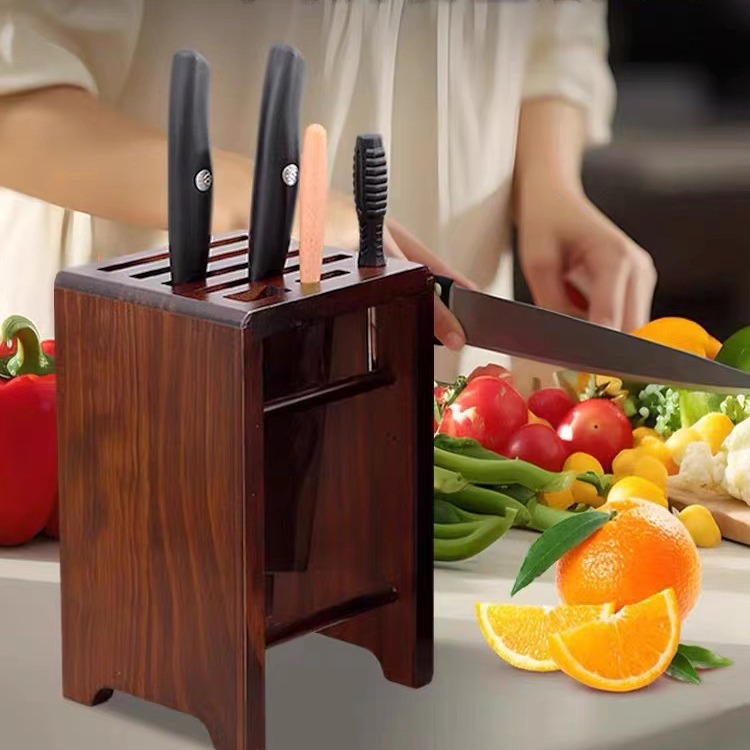 Ventilated and mold-proof solid wood household knife storage rack, kitchen countertop knife stand storage rack, kitchen knife rack wholesale full figure