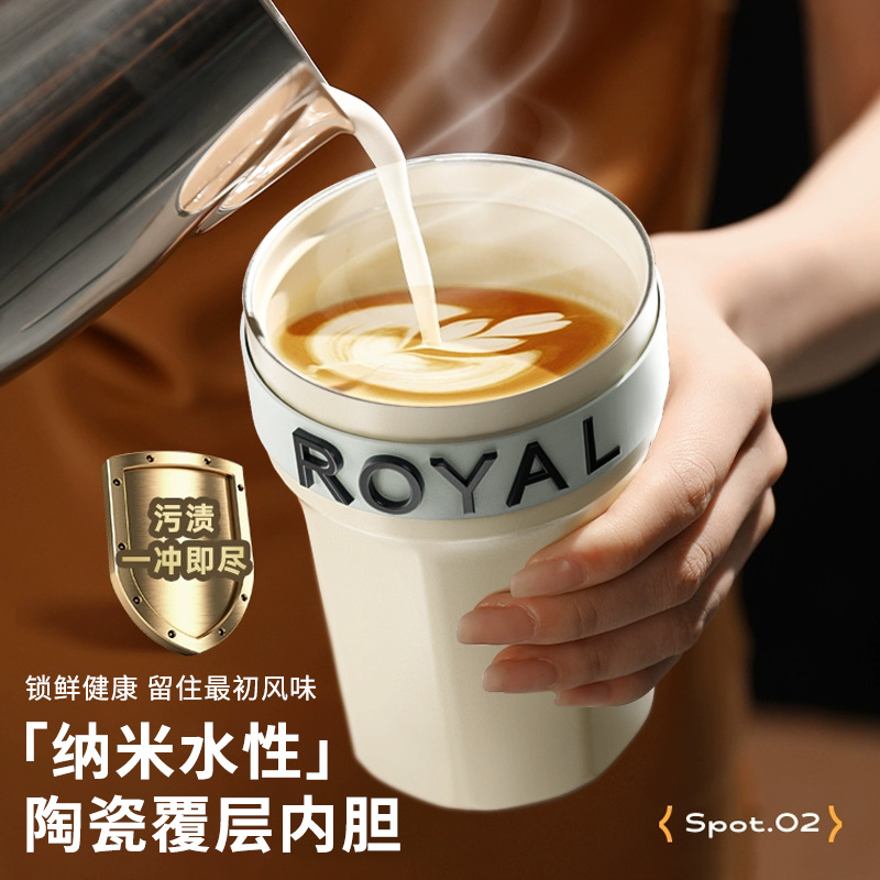 Coffee thermos cup with ceramic inner liner, portable coffee cup for women, stainless steel water cup for women, cold water cup for men details Picture