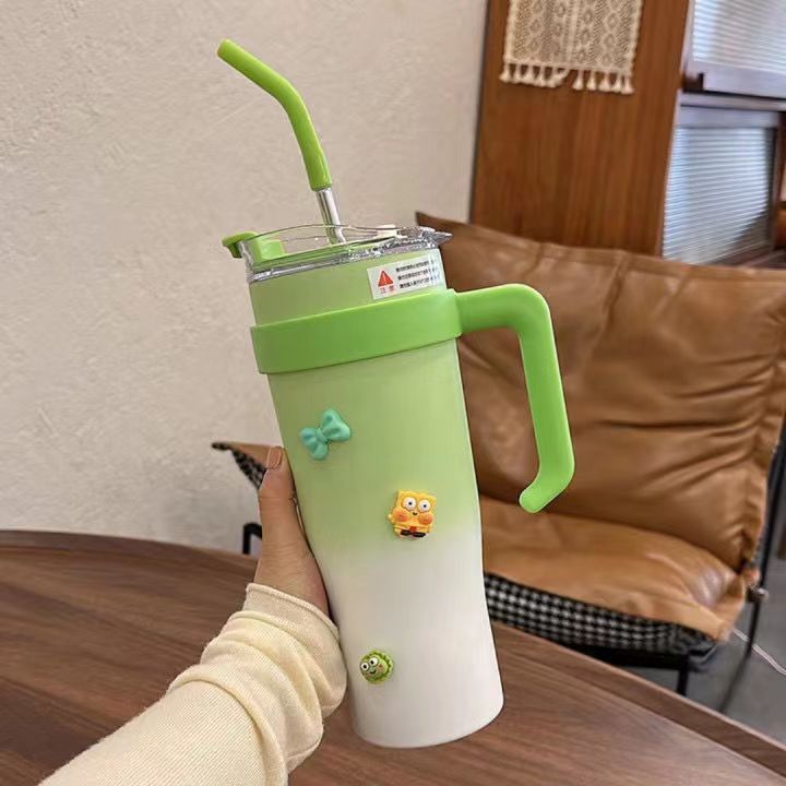 40oz export car ice cup, couple water cup, car cup, handle cup, giant insulated and cold-keeping straw water cup Specification drawing