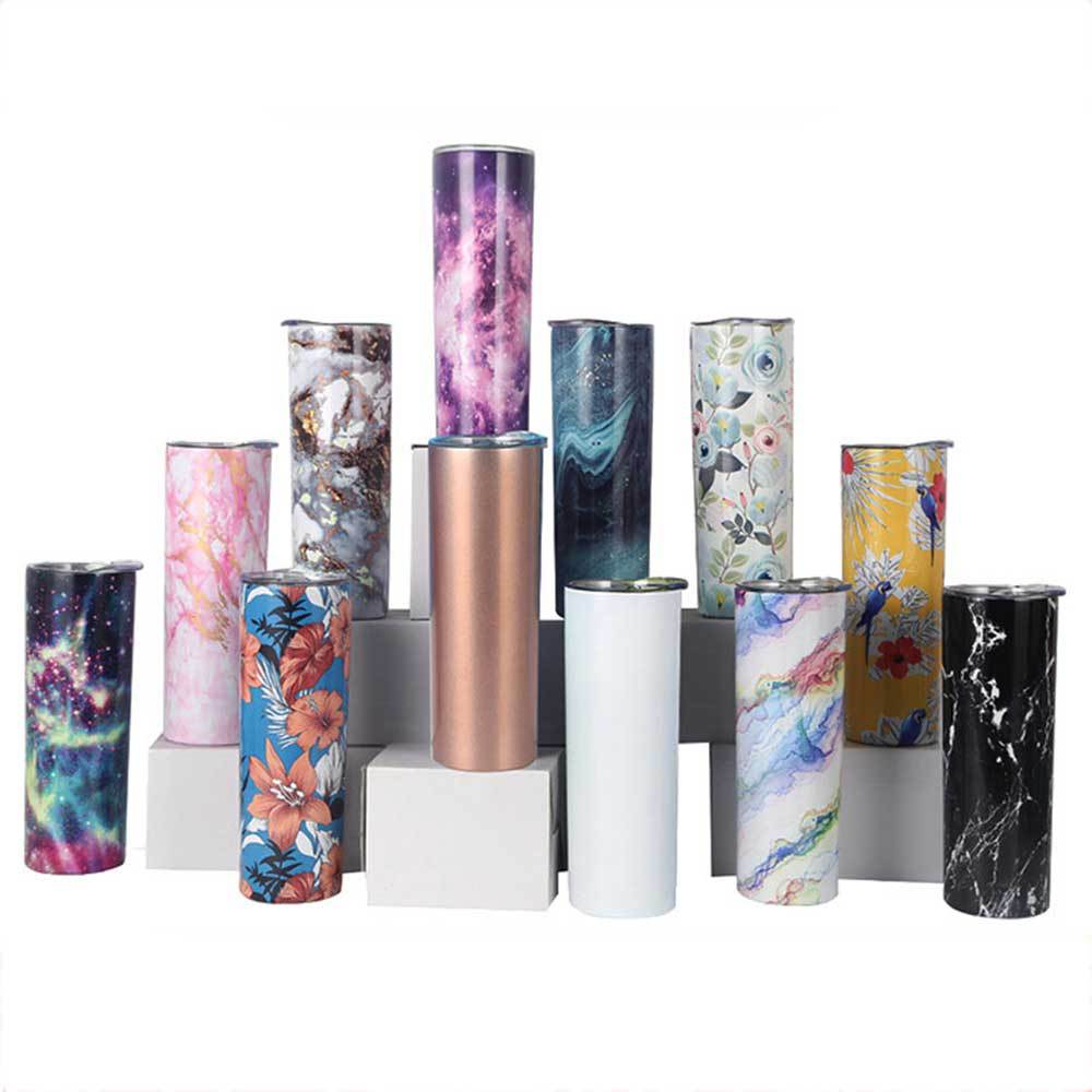 Cross-border exclusive 20oz car cup, heat-sublimated coated stainless steel vacuum straw cup, portable insulated straight cup for car details Picture
