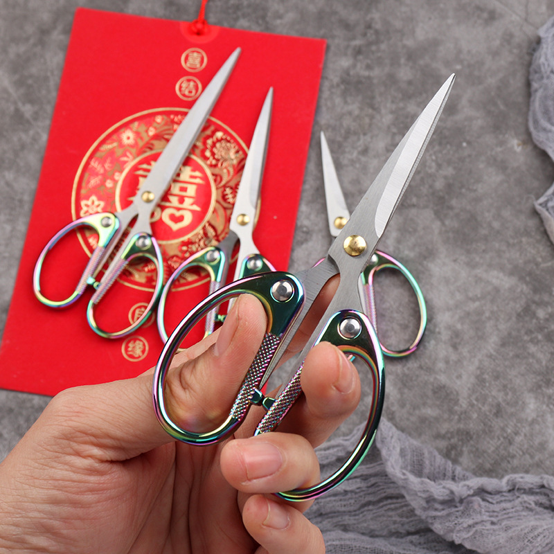 Lin Taizuo small scissors, stainless steel home and office small scissors, handmade window decorations, paper-cutting scissors, student stationery scissors Specification drawing