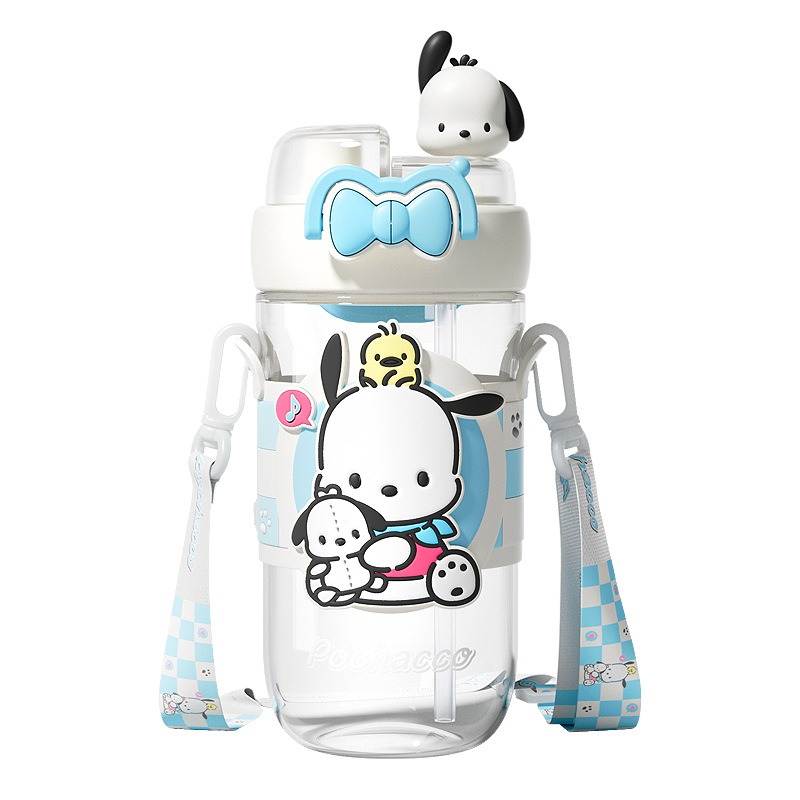Sanrio Family series water cups, double-drinking cute plastic cups, cartoon children's straw cups, large-capacity cups, portable Item Picture