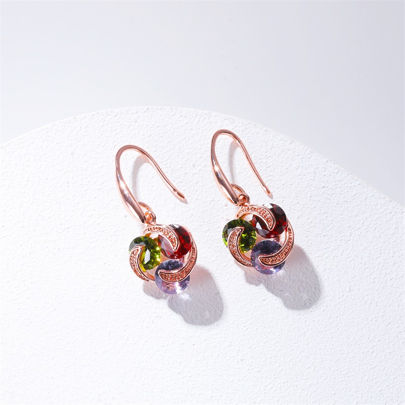 New best-selling earrings with a ladylike charm: slightly set zircon earrings and simple European and American colored diamond windmill earrings for women Specification drawing