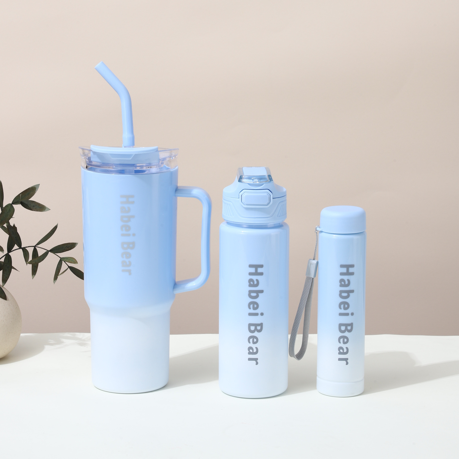 Cross-border customized 40oz car cup, high appearance level straw cup, three-piece set, gradient color water cup, portable hand-held plastic cup Specification drawing