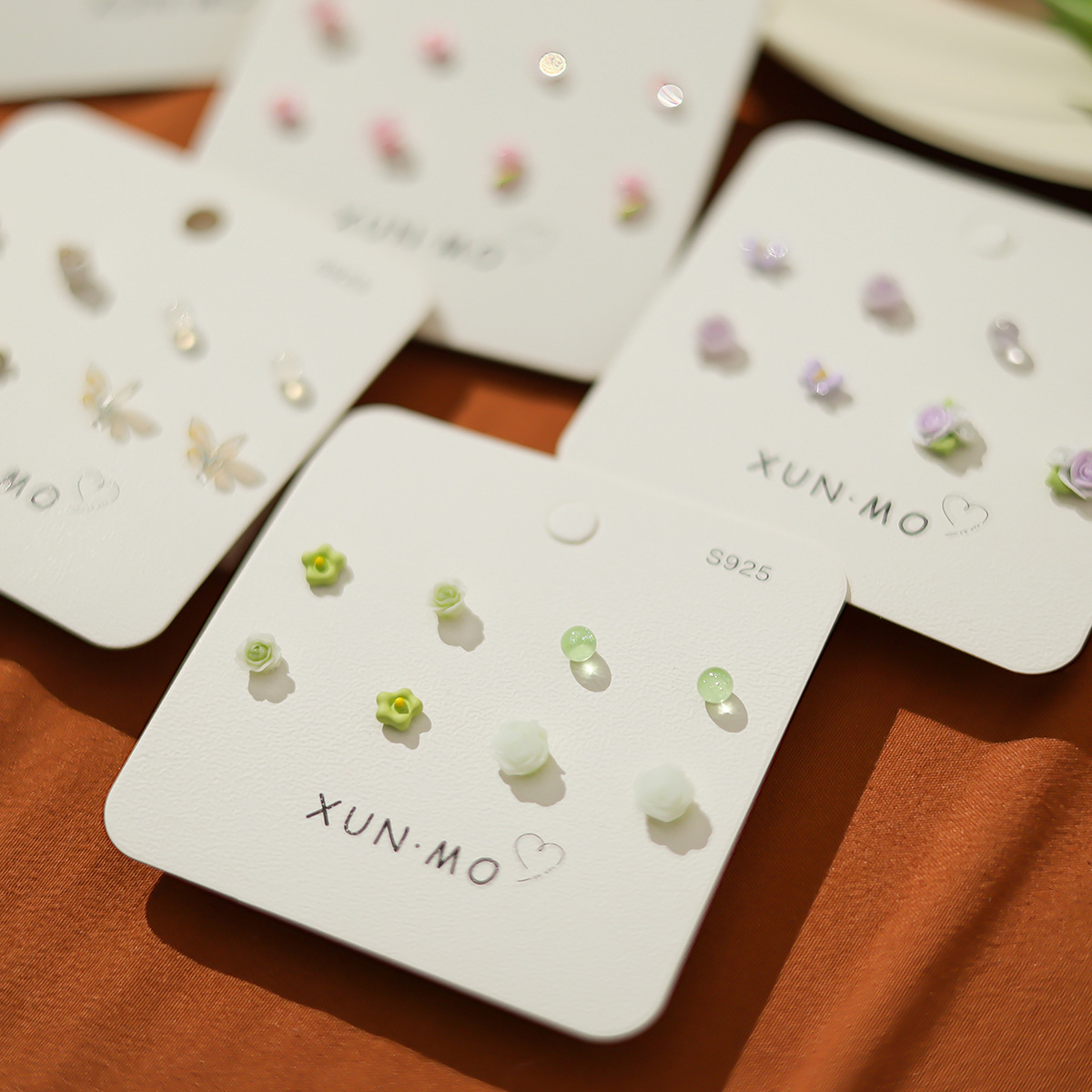 Summer simple little flower super fairy butterfly silver needle stud earrings, versatile and small daily earrings for women, cute student earrings details Picture