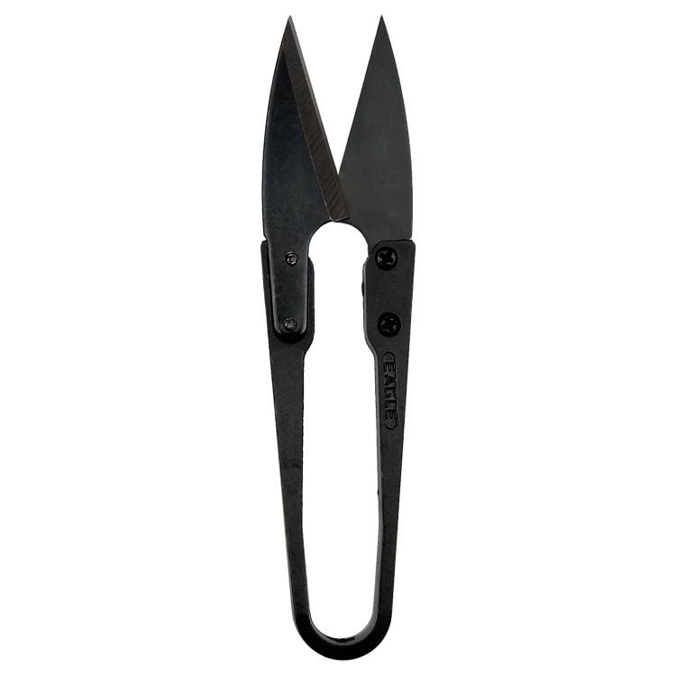 Black plastic-handled high-carbon steel wire shears TC805U-shaped wire shears spring thread end shears Cross-stitch household small scissors Item Picture