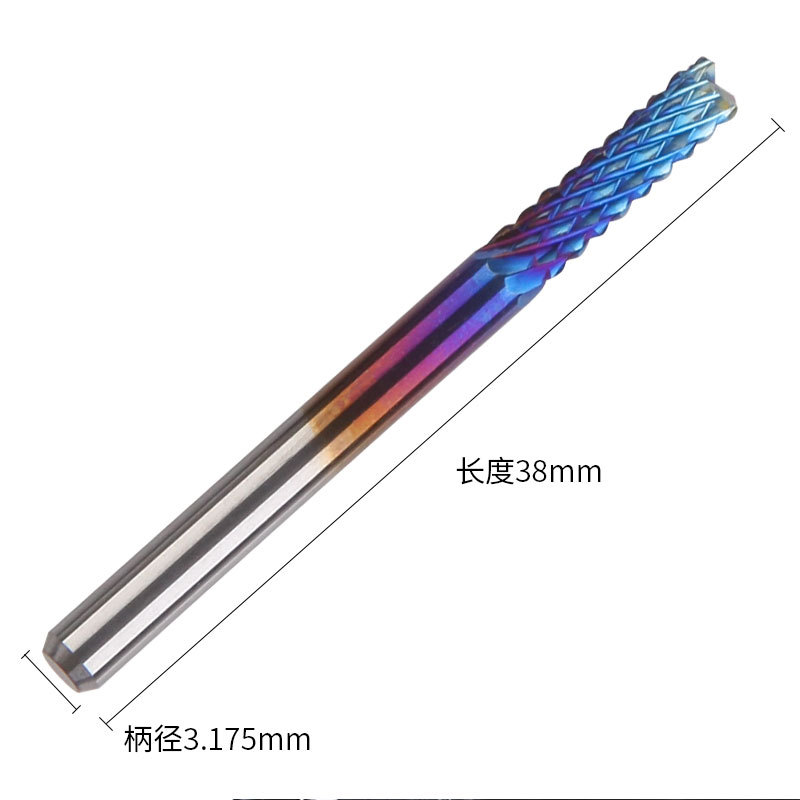 10pc tungsten steel engraving machine tool, PCB milling cutter, milling cutter, circuit board rough skin, blue-coated corn milling cutter, 0.8-3.175 Application Scenario