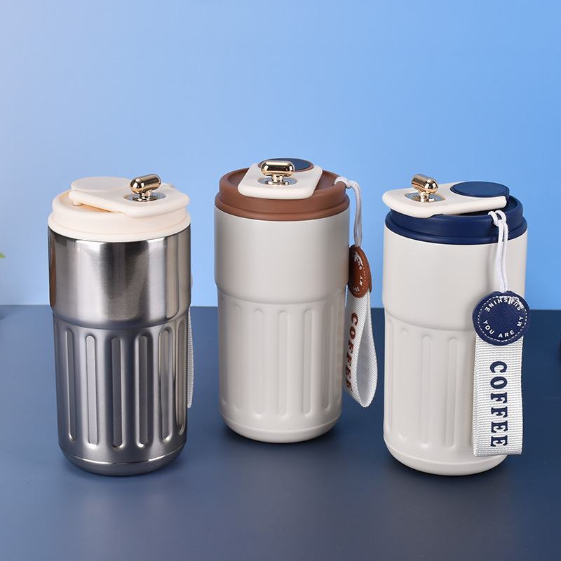 New 316 stainless steel smart temperature-displaying coffee cup, vacuum double-layer insulated cup, outdoor portable cup with a handle Specification drawing