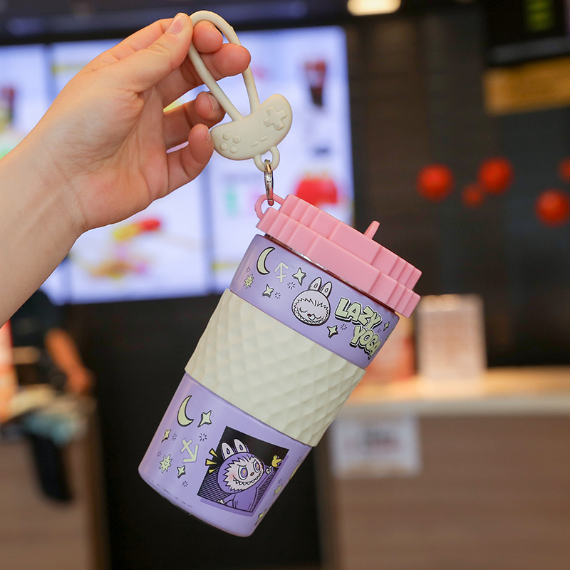 Portable insulated cup, large-capacity portable stainless steel water cup, children's coffee cup, women's design sense, niche outdoor gift details Picture