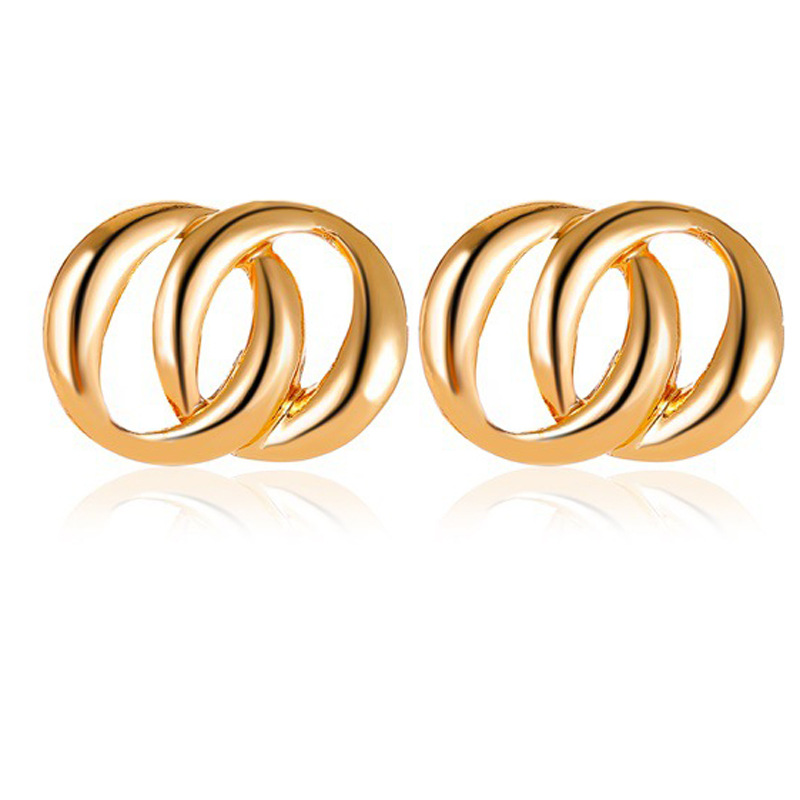 New European and American minimalist loop stud earrings, cold style retro alloy geometric earrings, cross-border trendy accessories wholesale Item Picture