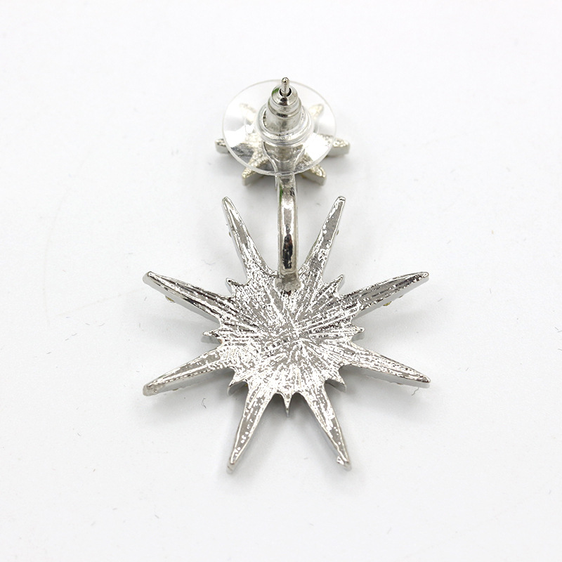 Wholesale of new European and American fashion accessories, diamond-encrusted back-hanging snowflake earrings, guardian accessories, hexagonal star stud earrings Application Scenario