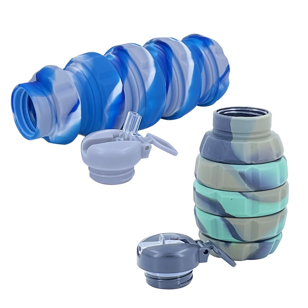 Cross-border grenade camouflage water bottle, portable silicone foldable sports cup, 500ml grenade sports water bottle Specification drawing