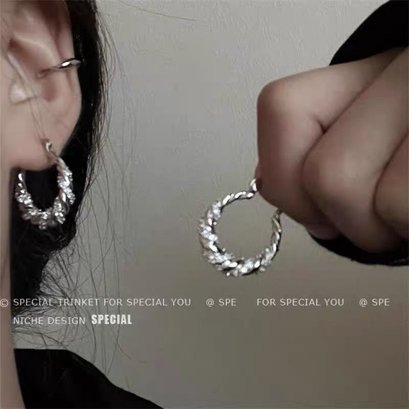 Cold and cool silver earrings for women, 2024 new style, niche design, daily commuting stud earrings, high-end and simple earrings Specification drawing