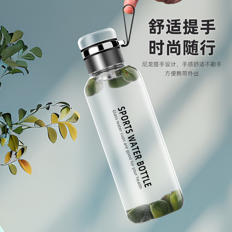 Large-capacity internet-famous tonton cup, high borosilicate transparent glass cup, office and household portable water cup, tea-water separation cup Specification drawing