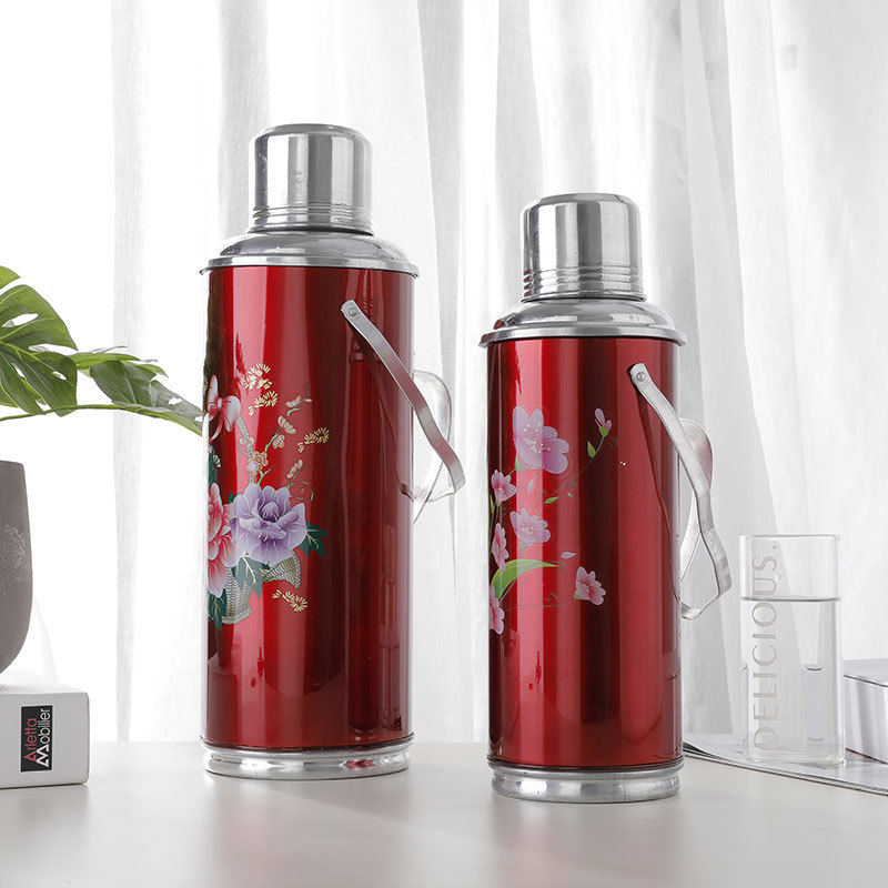Retro glass-lined thermos flask, household tea bottle, thermos flask, thermos flask, portable tinplate insulated flask details Picture