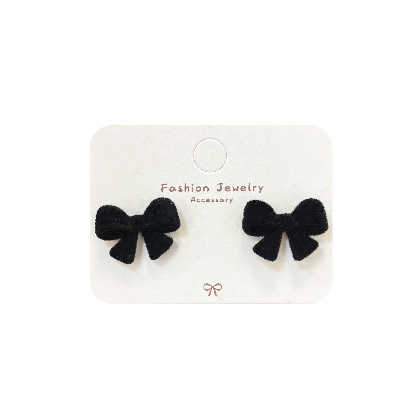 Winter black and brown flocked large earrings, women's silver needle, French retro exquisite bow, elegant earrings collection wholesale Item Picture