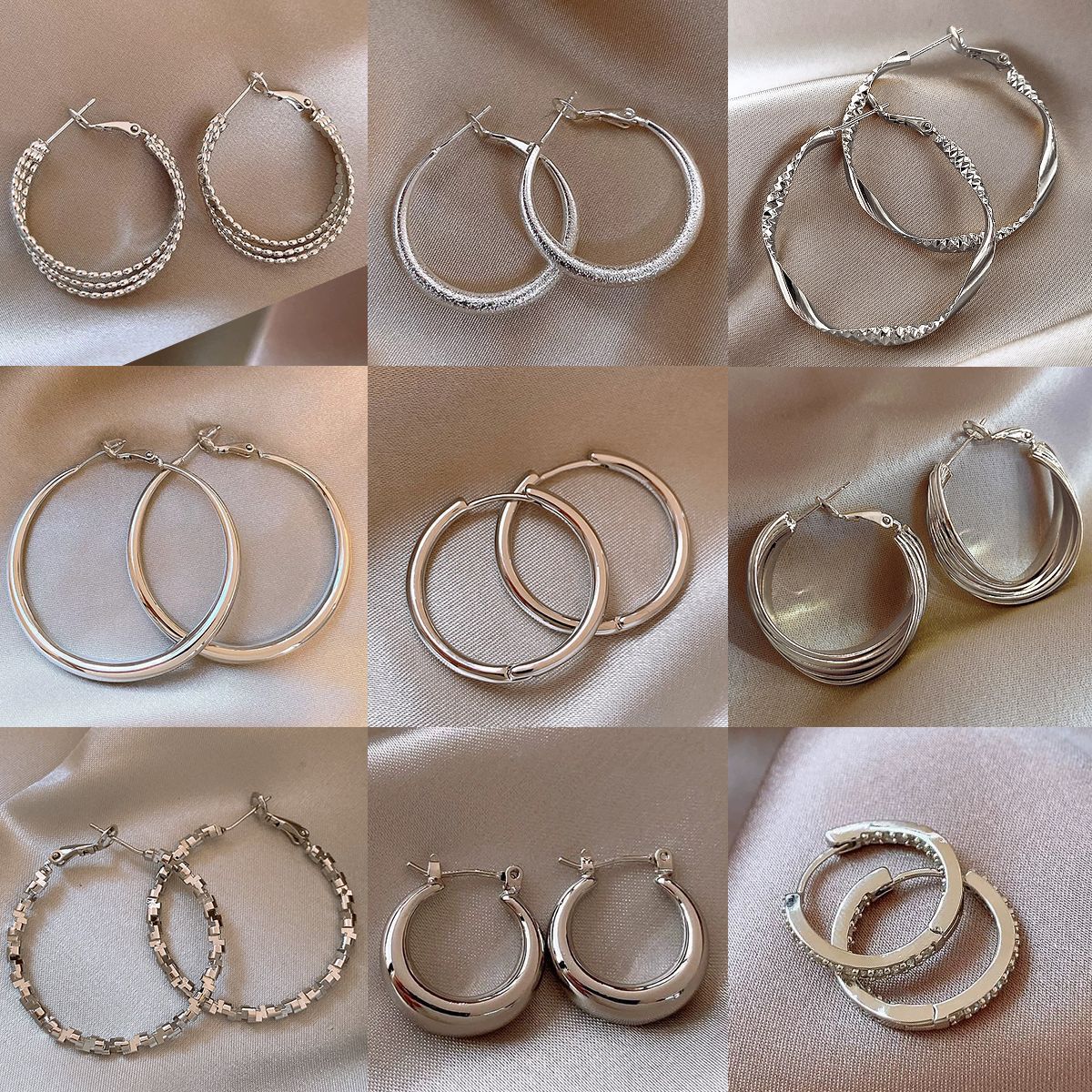 The high-end silver cold style earring earrings exude a simple and elegant feminine charm. The simple and plain hoop earrings are the best-selling earrings of 2024 full figure